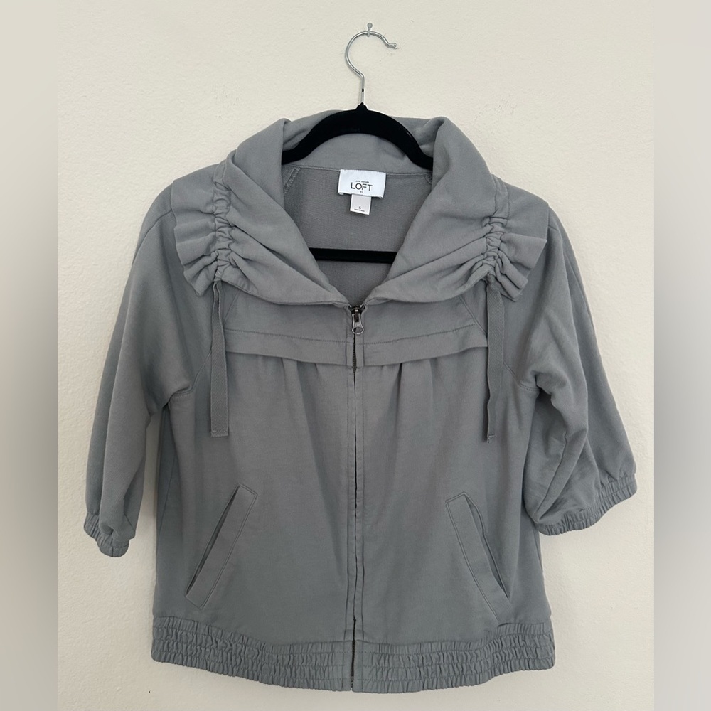 LOFT Slate Ruched Sleeve Jacket - Picture 3 of 16